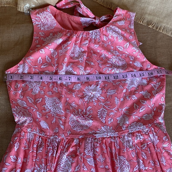 JCREW Factory Tie Neck Vivid Coral & white Floral MIDI Dress With Pockets - Picture 7 of 14